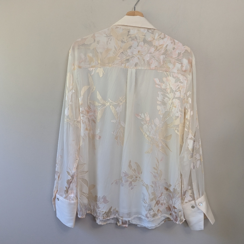 Autres Filles Cream Floral Burnout Button-up Blouse Whimsigoth - Picture 4 of 15
